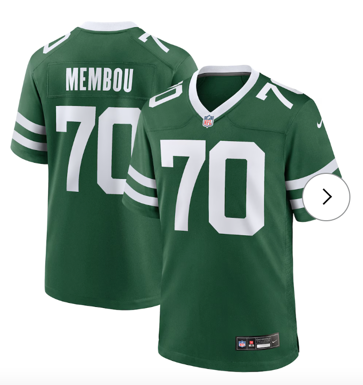 Armand Membou New York Jets Nike 2025 NFL Draft First Round Pick Game Jersey - Legacy