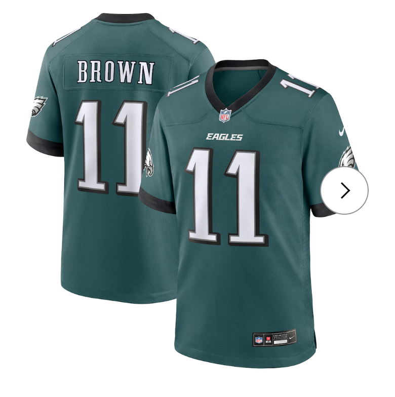 A.J. Brown Philadelphia Eagles Nike Team Game Jersey - Midnight Green