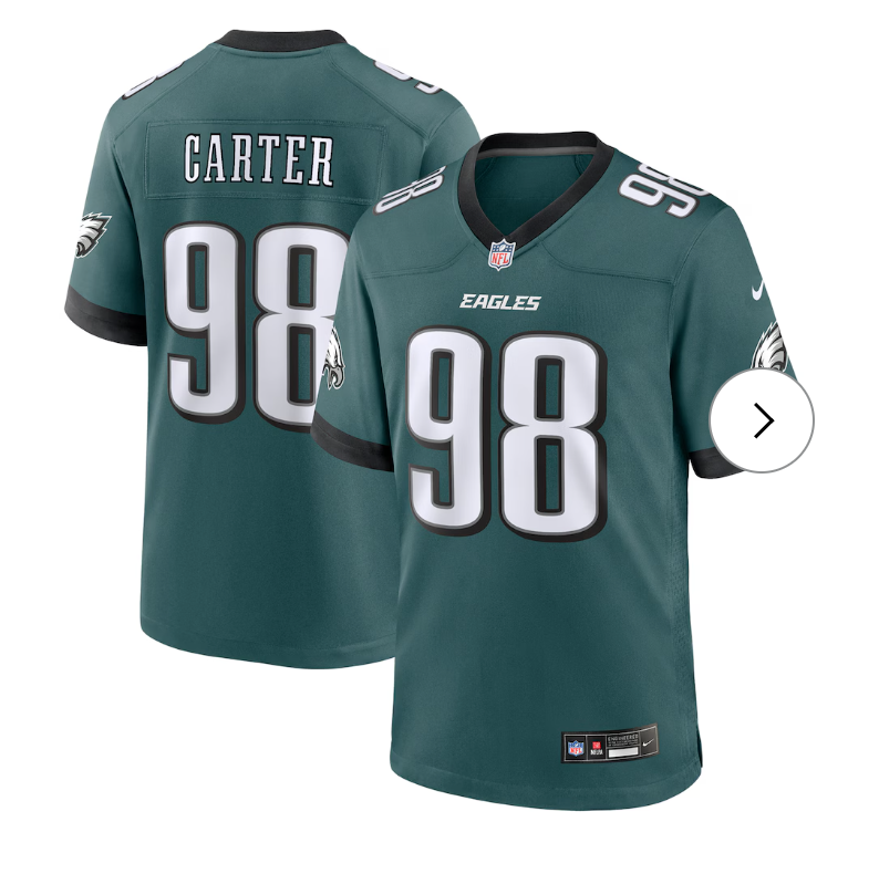 Jalen Carter Philadelphia Eagles Nike Team Game Jersey - Midnight Green