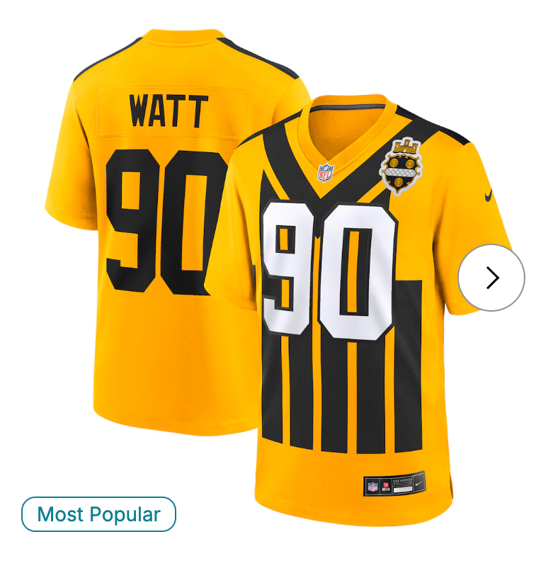 T.J. Watt Pittsburgh Steelers Nike Alternate 1933 Throwback Game Jersey - Gold