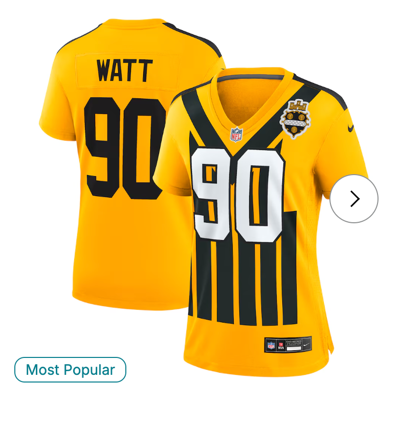 T.J. Watt Pittsburgh Steelers Nike Women's Alternate 1933 Throwback Game Jersey - Gold