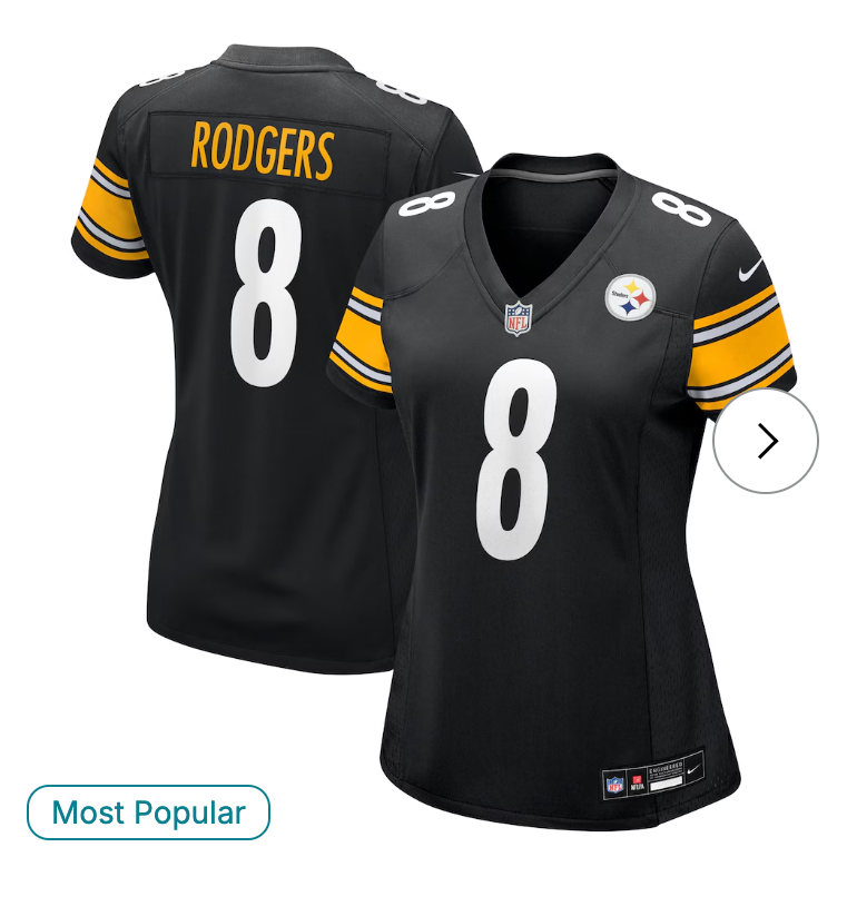 Aaron Rodgers Pittsburgh Steelers Nike Women's Game Jersey - Black
