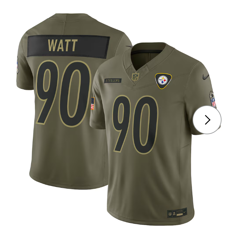 T.J. Watt Pittsburgh Steelers Nike 2025 Salute to Service Limited Jersey - Olive