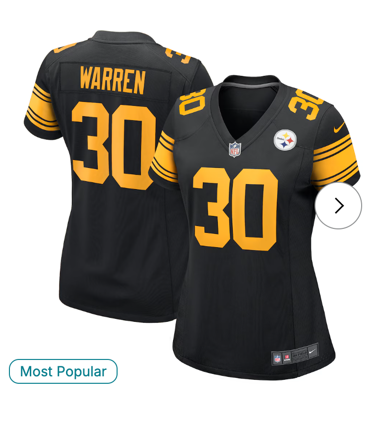 Jaylen Warren Pittsburgh Steelers Nike Women's Alternate Game Jersey - Black