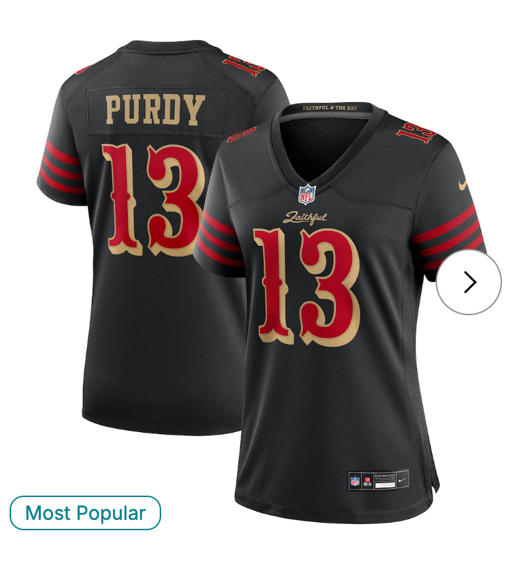 Brock Purdy San Francisco 49ers Nike Women's 2025 Rivalries Collection Game Jersey - Black