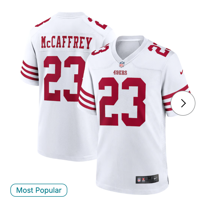 Christian McCaffrey San Francisco 49ers Nike Game Player Jersey - White