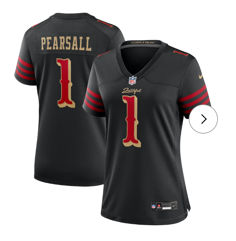 Ricky Pearsall San Francisco 49ers Nike Women's 2025 Rivalries Collection Game Jersey - Black