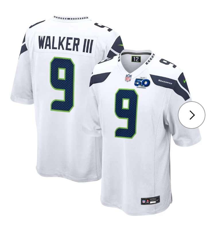 Kenneth Walker III Seattle Seahawks Nike 50th Season Game Jersey - White