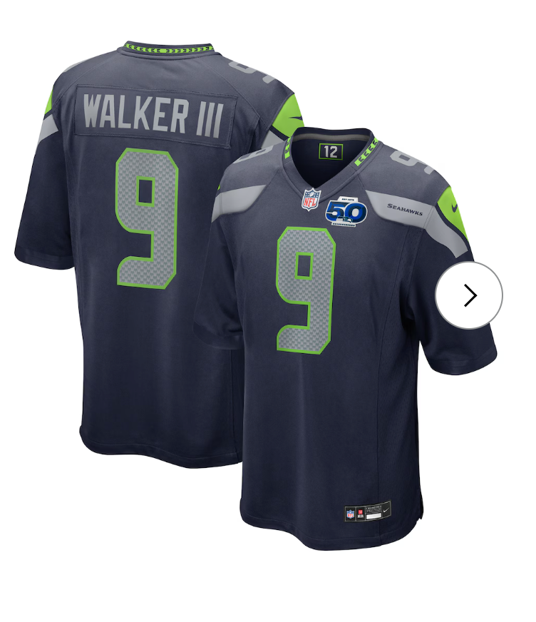Kenneth Walker III Seattle Seahawks Nike 50th Season Game Jersey - College Navy