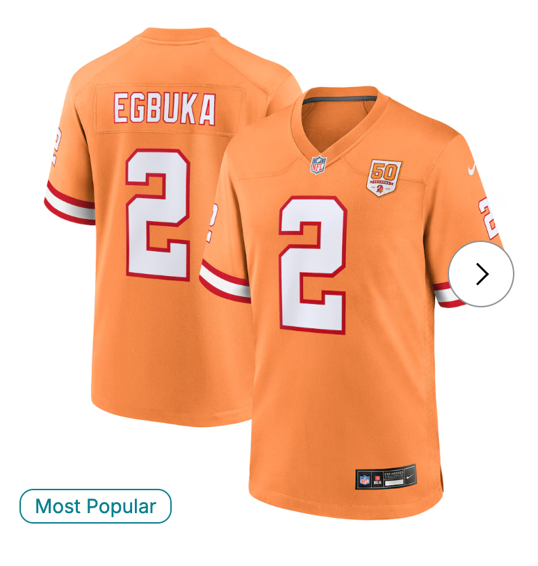 Emeka Egbuka Tampa Bay Buccaneers Nike Alternate 2 50th Season Game Jersey - Creamsicle