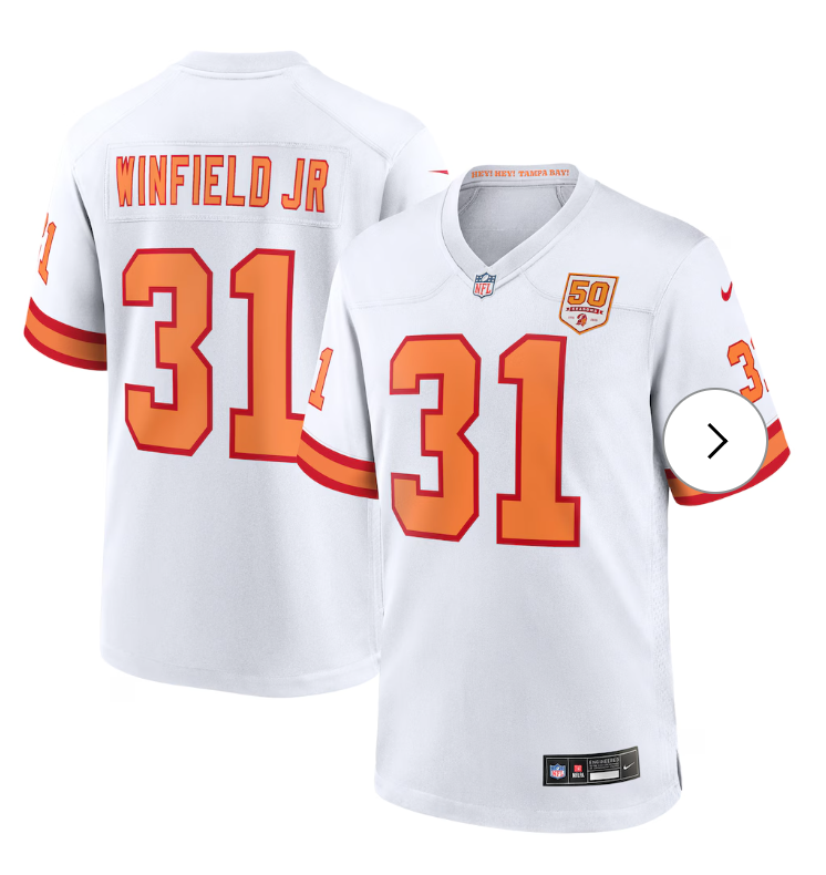 Antoine Winfield Jr. '76 Tampa Bay Buccaneers Nike 50th Season Game Jersey - White