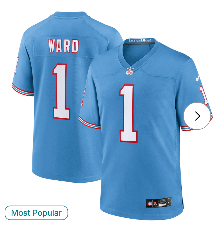 Cameron Ward Tennessee Titans Nike 2025 NFL Draft First Round Pick 2nd Alternate Game Jersey - Light Blue