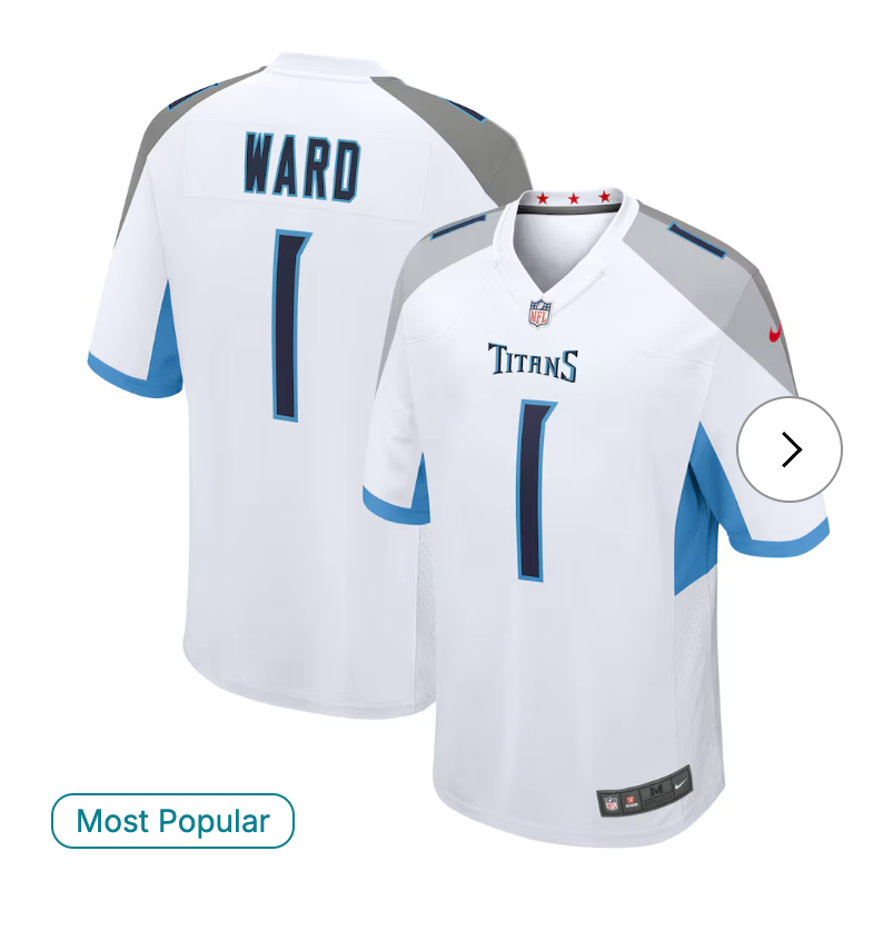 Cameron Ward Tennessee Titans Nike 2025 NFL Draft First Round Pick Game Jersey - White