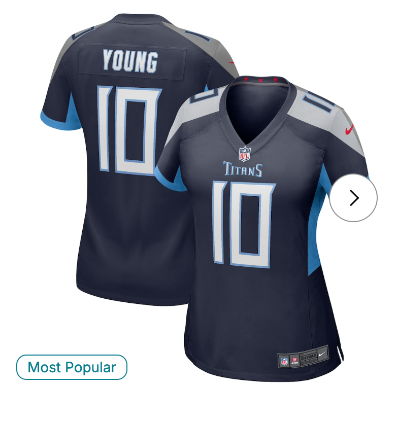 Vince Young Tennessee Titans Nike Women's Game Retired Player Jersey - Navy