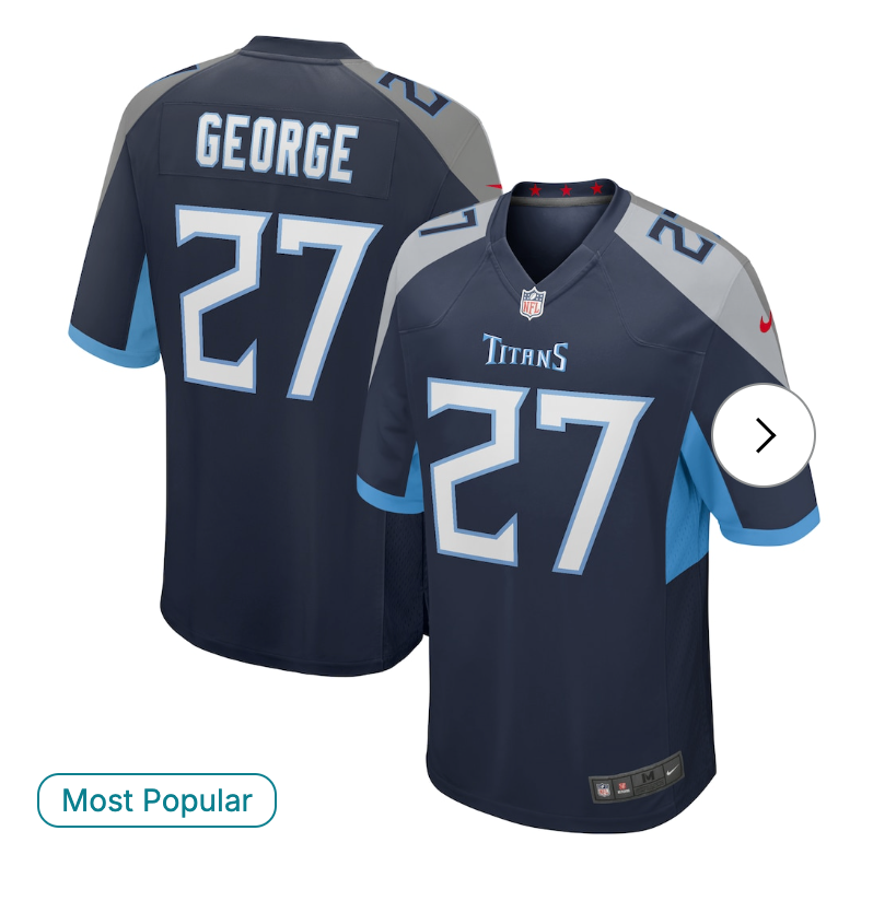 Eddie George Tennessee Titans Nike Game Retired Player Jersey - Navy