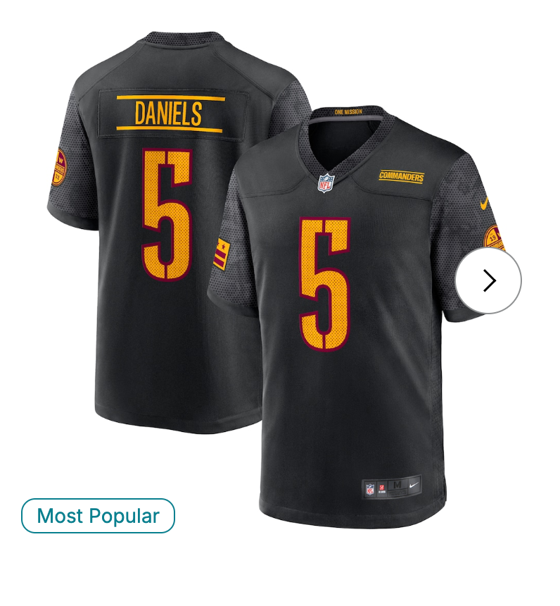 Jayden Daniels Washington Commanders Nike Alternate Game Player Jersey - Black