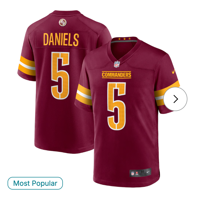 Jayden Daniels Washington Commanders Nike Player Game Jersey - Burgundy