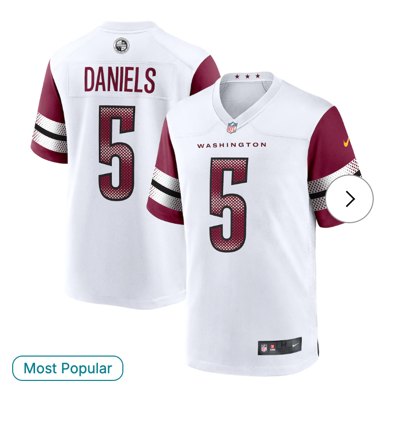 Jayden Daniels Washington Commanders Nike Player Game Jersey - White