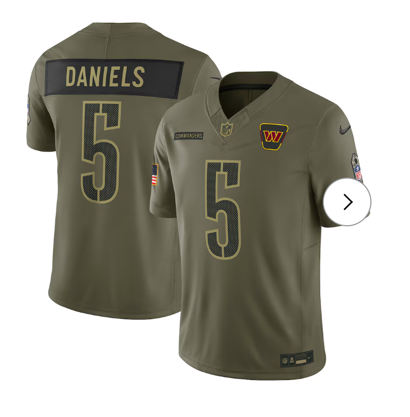 Jayden Daniels Washington Commanders Nike 2025 Salute to Service Limited Jersey - Olive